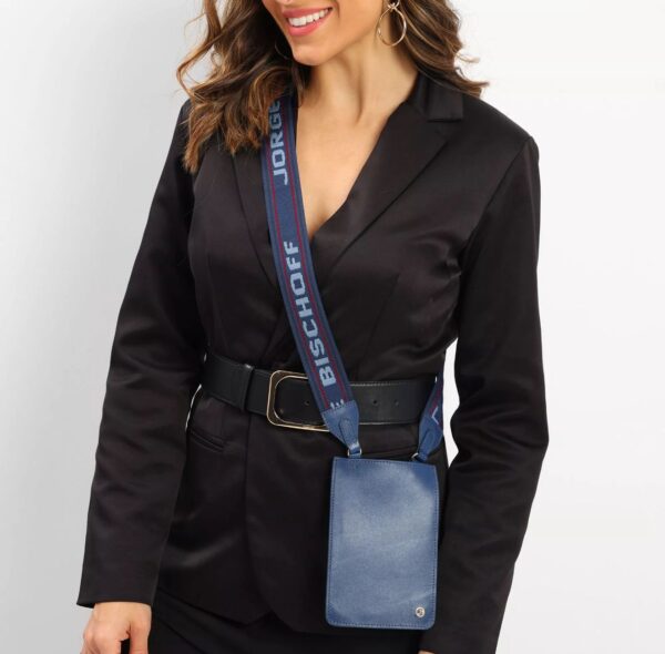 Porta-Celular Em Couro. - Azul Marinho. - 18x12xcm - UN