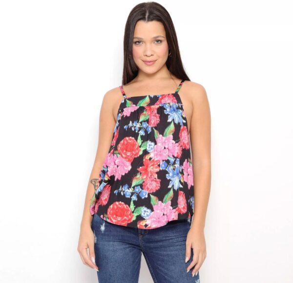 Lança Perfume - Blusa Floral. - Preta & Rosa