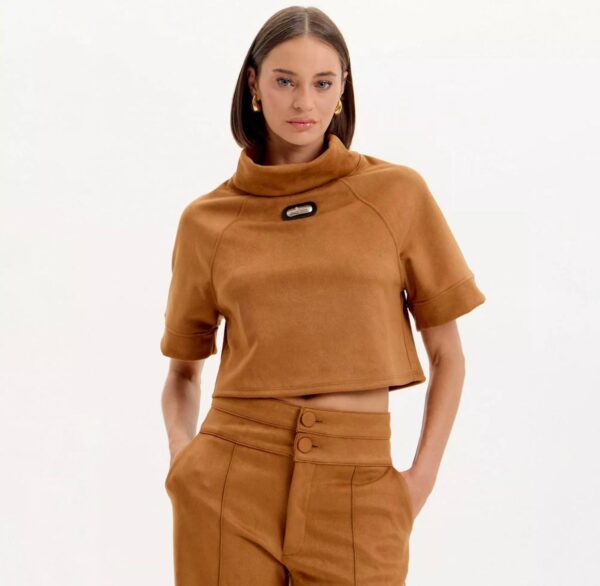 Lança Perfume - Cropped Liso. - Marrom Claro.