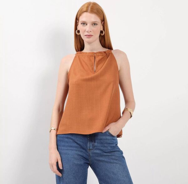 Lança Perfume - Blusa Com Canaleta. - Laranja Escuro.