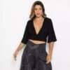 Cropped Com Transpasse. - Preto. - Morena Rosa