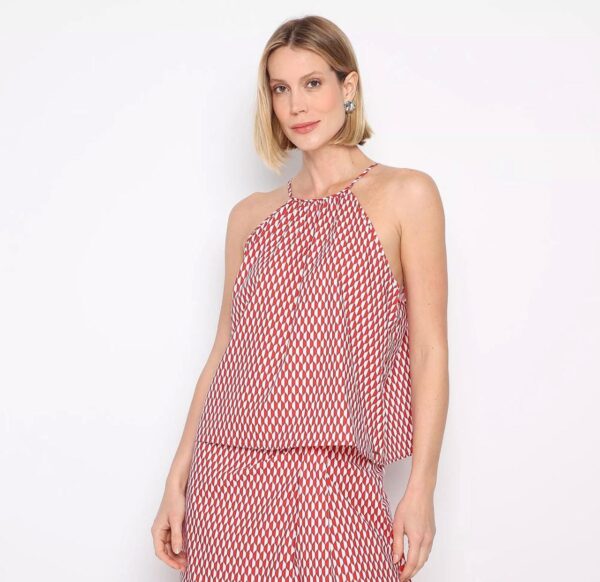 Colcci - Blusa Geométrica | Vermelho & Branco