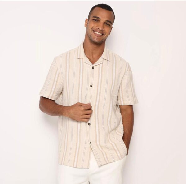 Camisa Hering Listrada. - Bege Claro