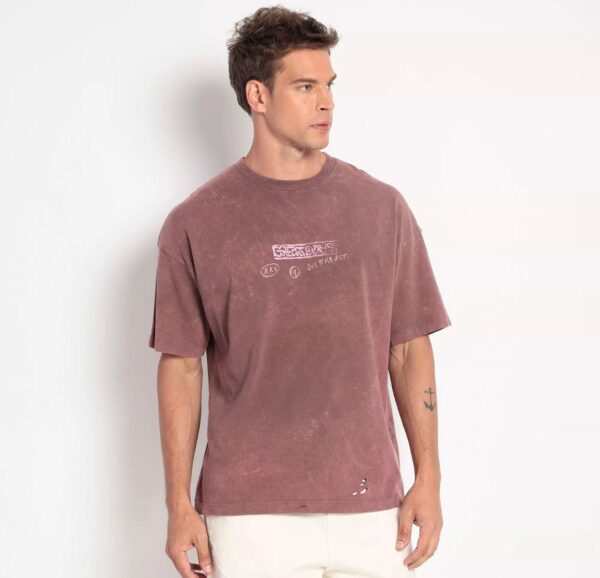 Camiseta Com Inscrição. - Marrom. - Zara - 03