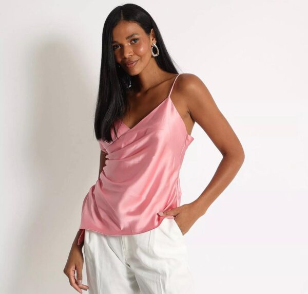 Blusa Com Franzidos. - Rosa Claro. - Zara