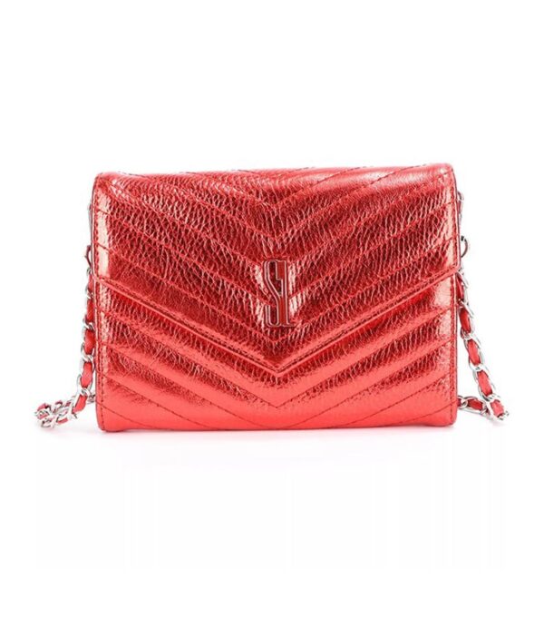 Carteira Metalizada Com Tag. - Vermelha.