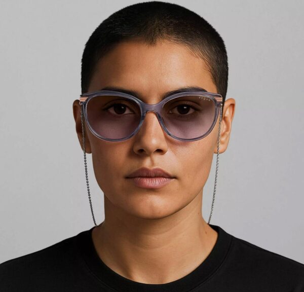 Óculos De Sol Arredondado. - Lilás & Marrom