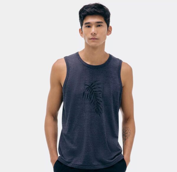 HERING - Regata Em Mescla Folhagem. - Azul Escuro & Preta