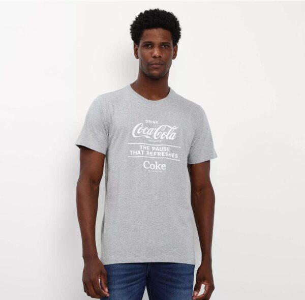 Coca-Cola - Camiseta Com Inscrições | Cinza