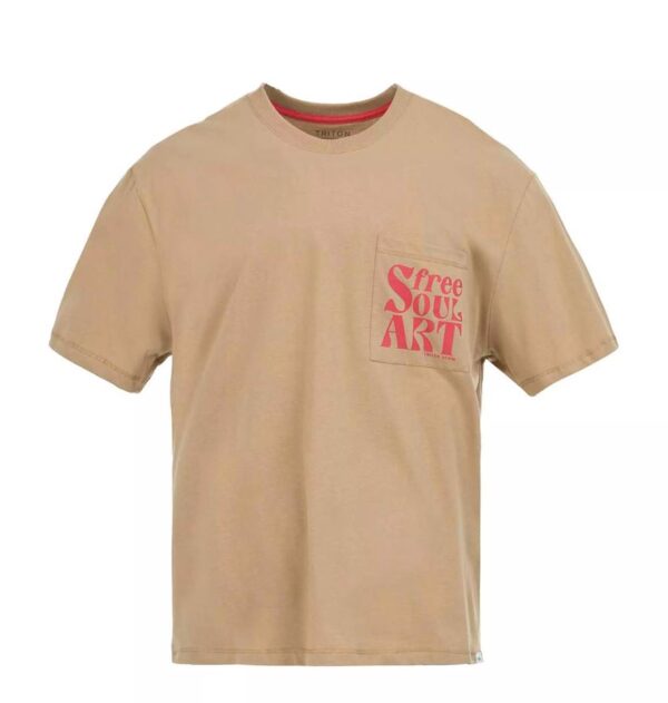 Triton - Camiseta Com Inscrições | Bege Escuro & Vermelha