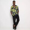 Zara - Camisa Floral. - Preta & Verde Limão.