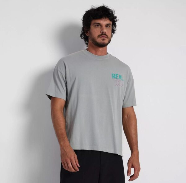 Zara - Camiseta Com Inscrição. - Cinza.