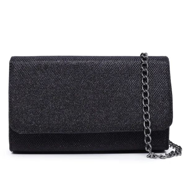 Bolsa Clutch De Mão Feminina Com Glitter Brilho Preto - Carmelo Shoes