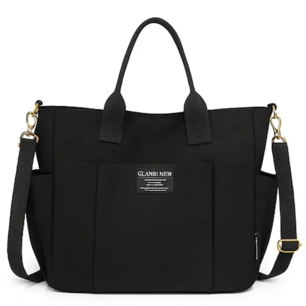 Star Shop - Bolsa Feminina Transversal Tote De Lona Ombro Grande Preto