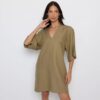 Vestido Curto Liso. - Verde Militar. - Forum