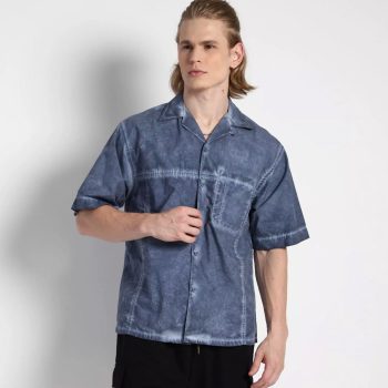Camisa Estonada. - Azul Escuro