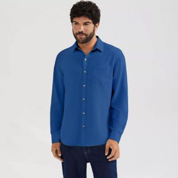 Camisa Em Linho Com Bolso. - Azul Royal. - Hering