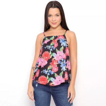Lança Perfume - Blusa Floral. - Preta & Rosa