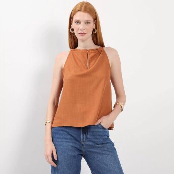 Lança Perfume - Blusa Com Canaleta. - Laranja Escuro.