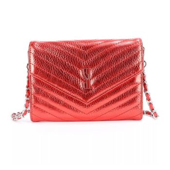 Carteira Metalizada Com Tag. - Vermelha.