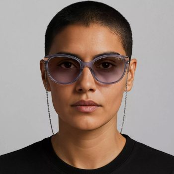 Óculos De Sol Arredondado. - Lilás & Marrom