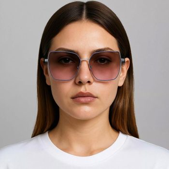 Óculos De Sol Quadrado. - Roxo & Marrom Vogue