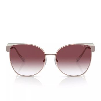 Óculos De Sol Arredondado. - Rosê Gold & Bordô - 57