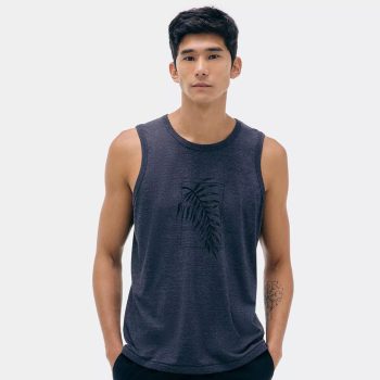 HERING - Regata Em Mescla Folhagem. - Azul Escuro & Preta