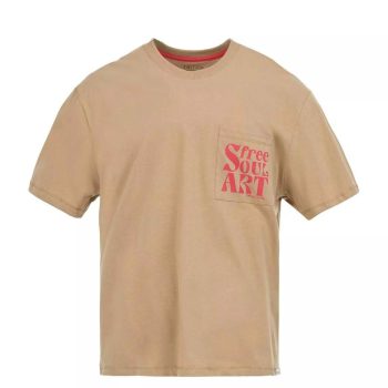 Triton - Camiseta Com Inscrições | Bege Escuro & Vermelha