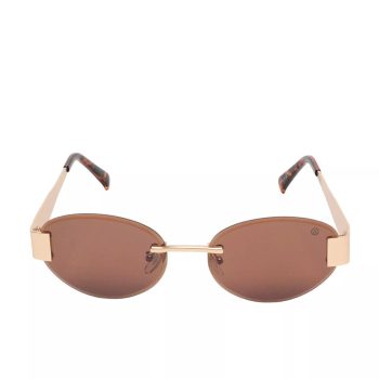 Le Bains Paris - Óculos De Sol Arredondado | Dourado & Marrom