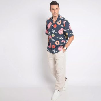 Zara - Camisa Donuts. - Azul Marinho & Rosa.