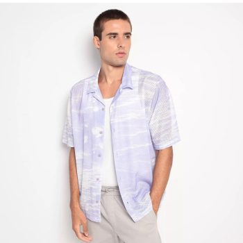 Zara - Camisa Com Inscrições. - Lilás & Off White.