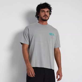 Zara - Camiseta Com Inscrição. - Cinza.