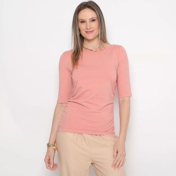 Blusa Com Recorte. - Rosa Claro. - Forum