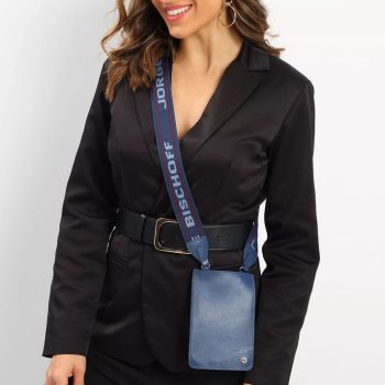 Porta-Celular Em Couro. - Azul Marinho. - 18x12xcm - UN