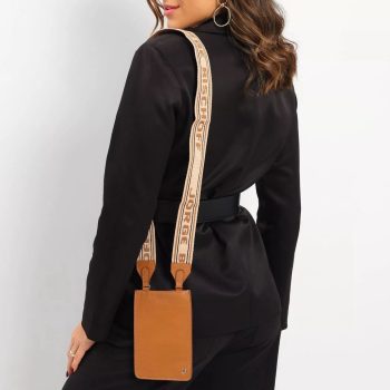 Porta-Celular Com Tag. - Caramelo & Bege Claro - UN