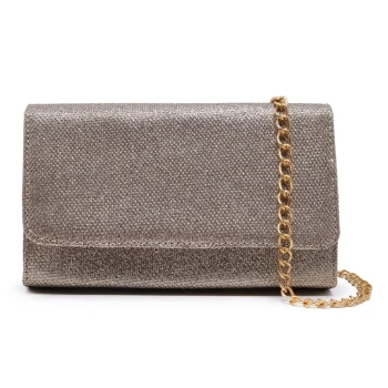 Carmelo Shoes- Bolsa Clutch De Mão Feminina Com Glitter Brilho Dourado