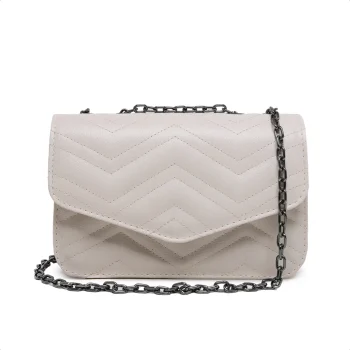 Bolsa Feminina Clutch De Ombro De Mao Alça Corrente Bege - Carmelo Shoes