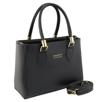 Dhaffy - Bolsa Feminina Preta Pequena Alça de Mão e Transversal